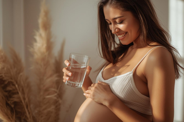 Pregnant lady drinking water