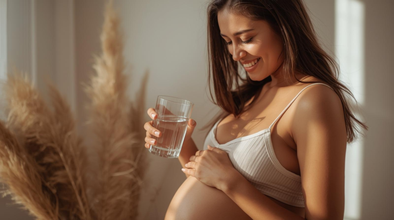 Pregnant lady drinking water